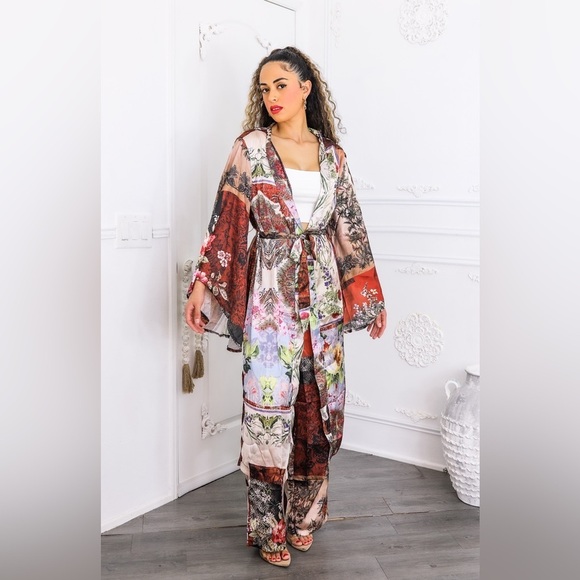 Floral Kimono and Pants Set - Picture 3 of 7